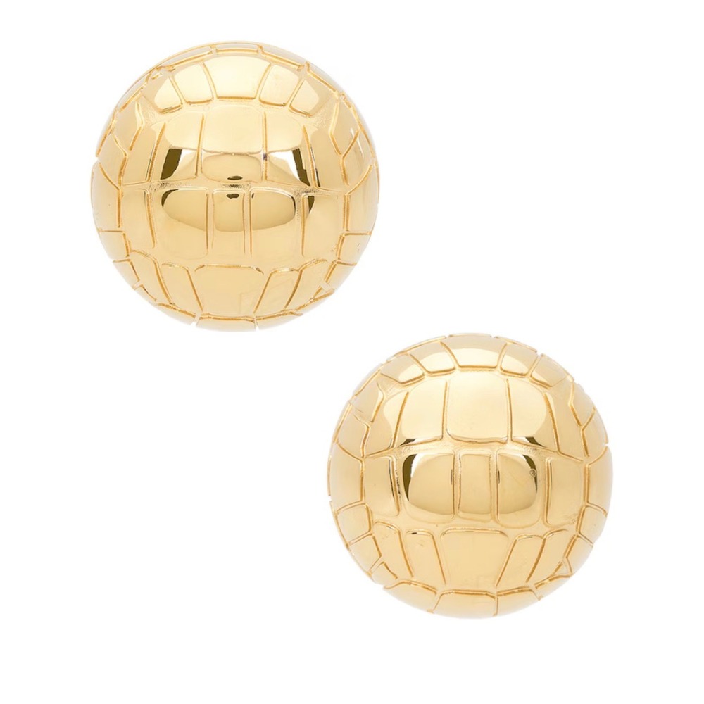 JACQUEMUS Les Boucles Salon Snake-embossed Gold-tone Dome Earrings